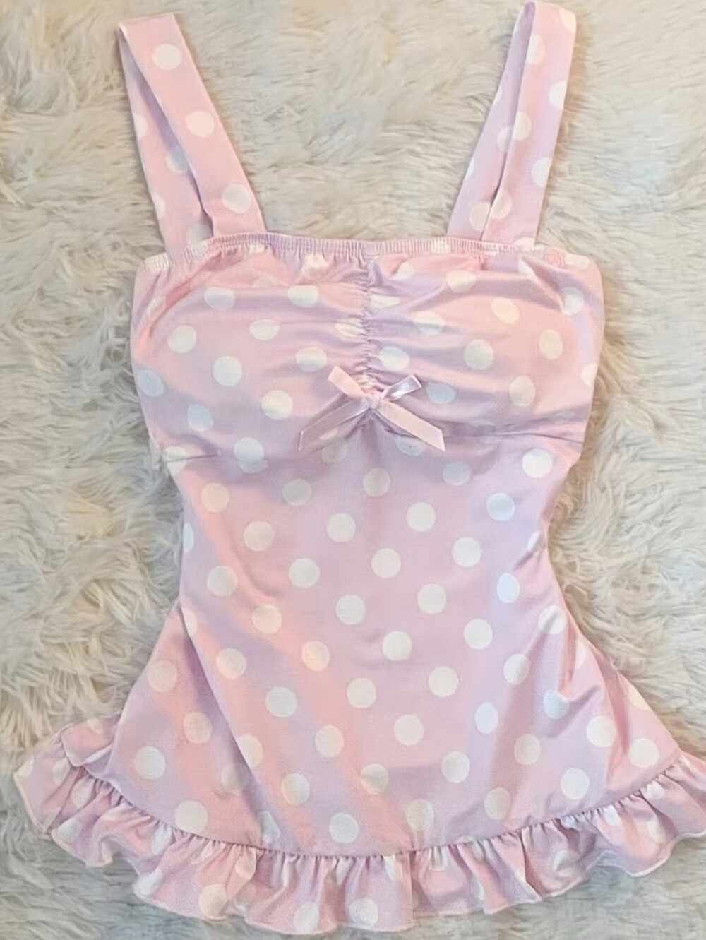 Polka Dot Pink Ruffle Top